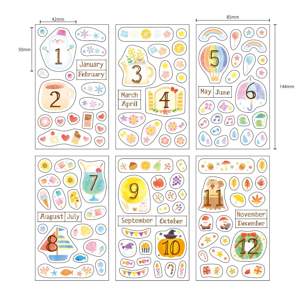 【公式】マスキングシール・月名扉・1年分セットS〈キュート〉