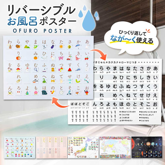 【今だけ10％OFF】リバーシブルお風呂ポスター｜ステップアップ学習で楽しく知育！