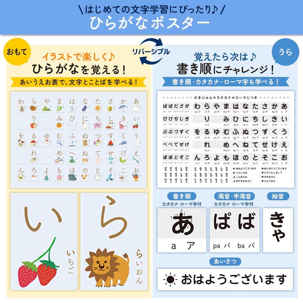 【今だけ10％OFF】リバーシブルお風呂ポスター｜ステップアップ学習で楽しく知育！
