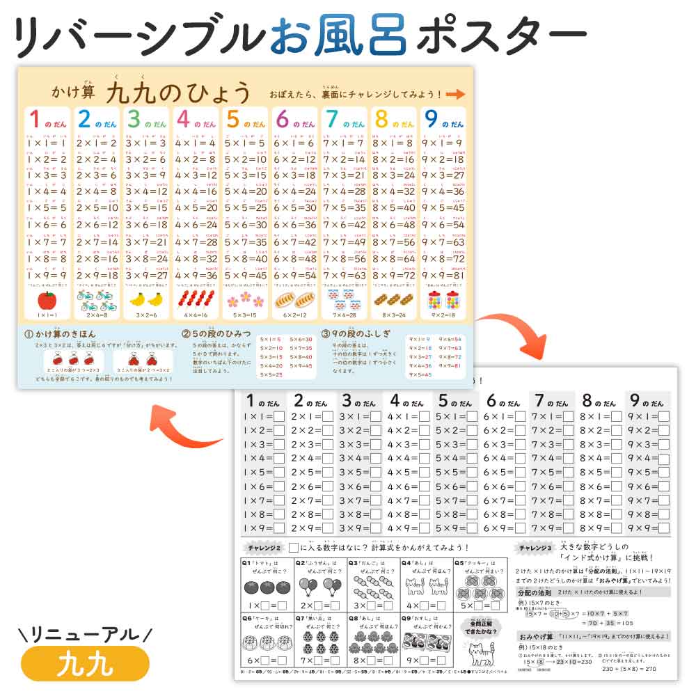 新デザイン追加♪リバーシブルお風呂ポスター｜ステップアップ学習で楽しく知育！
