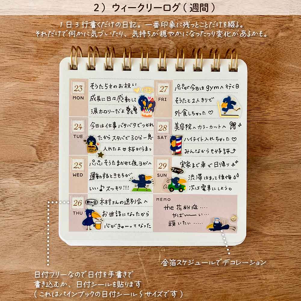 ミニライフログノート マンスリー ウィークリー ワンデイ アカウント管理